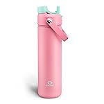 ENCOOL Insulated Water Bottle with Straw Stainless Steel Water Bottle, Leak-Proof, BPA-Free, Double Wall Vacuum Keeps Cold for 24 Hours for Sports, Travel, School (26 oz, Tulip)