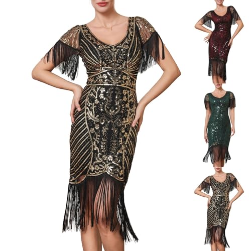 Vestido de los años 20 con flecos y lentejuelas para fiesta Gatsby 2