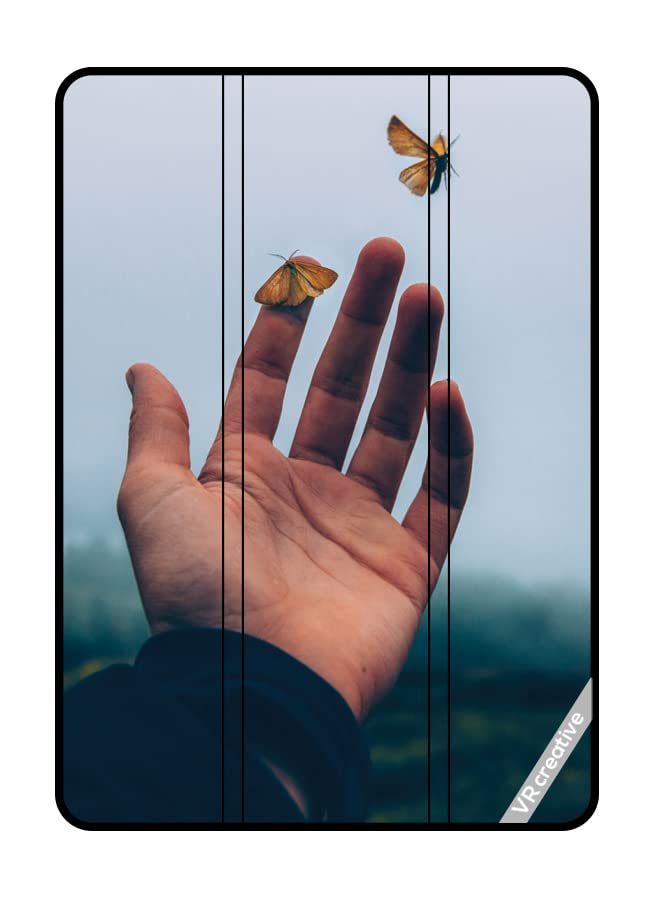 VR Creative Protective Smart Folio Flip Case Cover For Apple Ipad Pro 12.9 (2021) Fly In Hand Design Multicolour