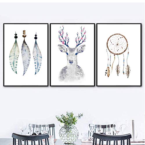 Plume de cerf posters photos prints noir et blanc tableau mural salon 50x70