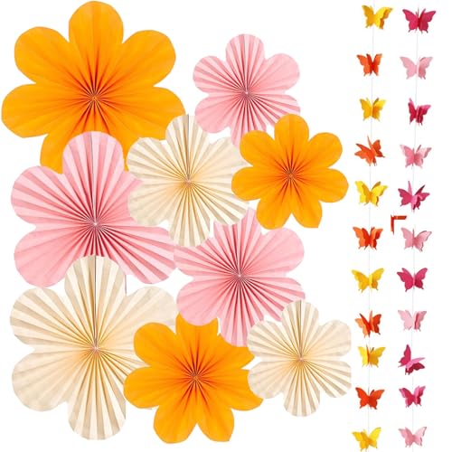 BSITSSS Pièces Décoration, Pompom Évantail en Forme de Fleur, Ventilateur de Papier, Guirlande pour Mariage, Festival, Carnaval, Fête, Anniversaire