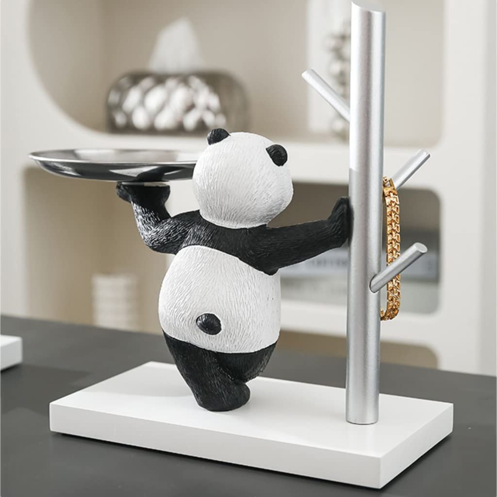 Żywica panda biurko taca do przechowywania statuetka moneta skarbonka przechowywanie dekoracja stołu ozdoba dekoracja biuro dom dekoracja trzymająca tacę do przechowywania rzeźba zwierzę uchwyt na przekąski (kolor: STYLE-2)