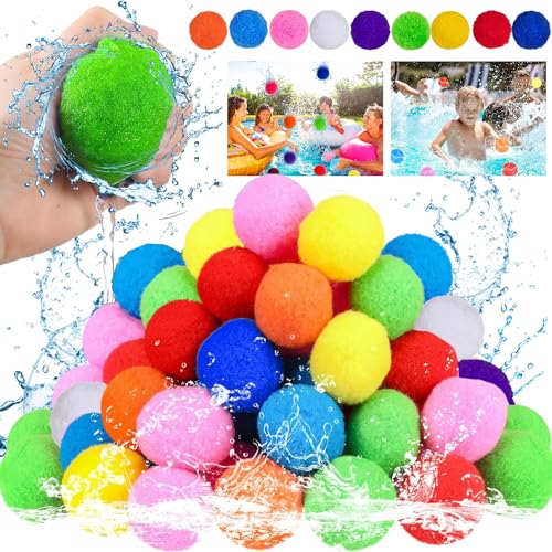 TOPRUNYI Softball Wasserbomben 45 Stück Wiederverwendbar Splash Bälle für Kinder & Erwachsene Wasserspaß Sommerfest