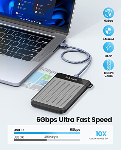 Orico 2.5'' Hard Drive Enclosure,Usb C 3.2 Gen 2 To Sata 3.0 6Gbps Hdd Enclosure With Upgraded Usb C Cable For 7 9.5Mm Wd Seagate Toshiba Samsung Ssd Hdd On Business Travel,Grey[M25C3] #TOP1