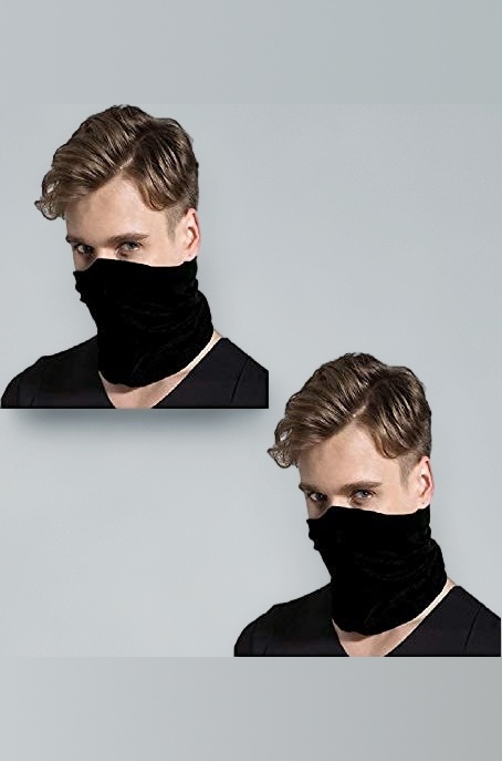 Unisex Headwear Headband Head Wrap (Wear upto 12 Style) UV Resistence Sports Bandana/Magic Scarf/Face Mask (Black Color) Pack of 2