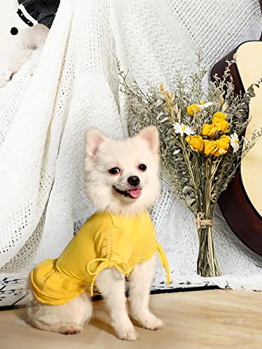Topkins Small Dog Dresses, Dog Birthday Dresses, Dog Party Dress, Dog Holiday Dresse With Cute Ruffles, Dog Clothes For Small Medium Dogs Girl(Yellow, L) #TOP5