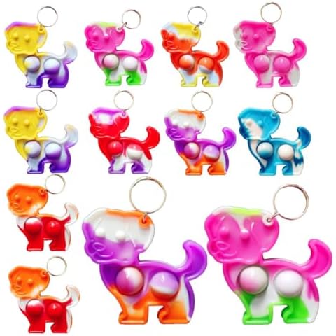 Roaqua 20 Packs Dog Puppy Backpack Keychain Mini pop Fidget for Students Gifts and Dog Party Favors,Students Bubble Prize for Kids Cover