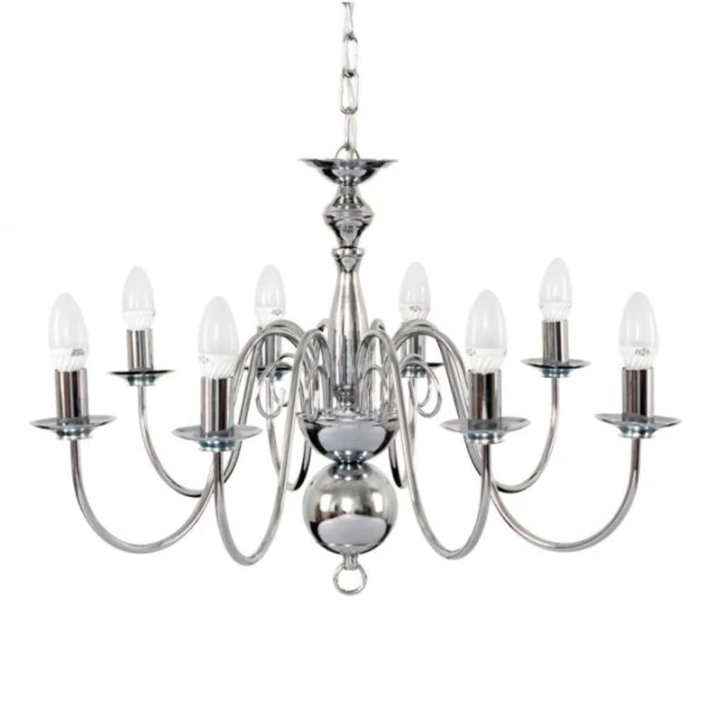 Gothica 8 Way Silver Ceiling Light Chandelier - ValueLights