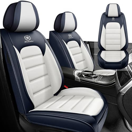 Image of Car Seat Cover Fit for Nissan 370Z 2009-2021,Compatible Airbag Non-Slip Waterproof Seat Cover,Car Seat Protector Premium Interior (Standard 2 Seats,Blue White)