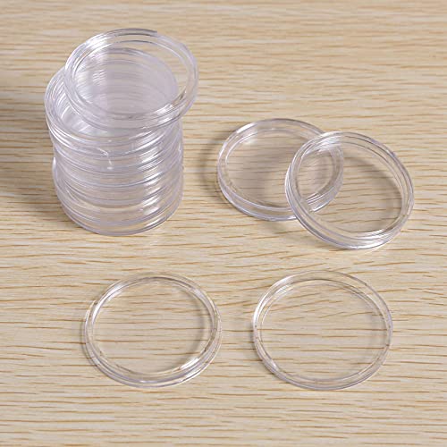 jayzee 10 pzs Caja de Monedas de plastico Transparente Redonda pequena 33mm