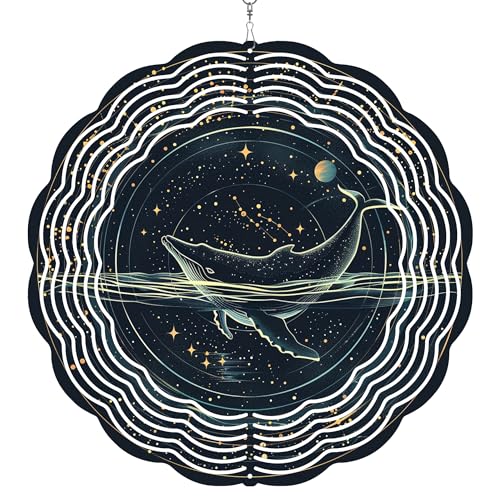 365CUSGIFTS Whale Wind Spinner, St Patricks Day Decorations Gifts for Women, 3D Hanging Wind Spinners for Outdoor & Indoor Decor, 12 Inch Metal Wind Spinner for Garden Yard Home Ornament