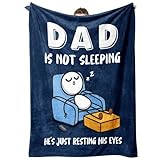 GoMelley Funny Christmas Birthday Gifts for Dad Husband, Dad is Not Sleeping Blanket, Dads Gifts from Daughter Son, Super Soft Throws Blanket for Couch and Napping, 60' x 50' (Blue)
