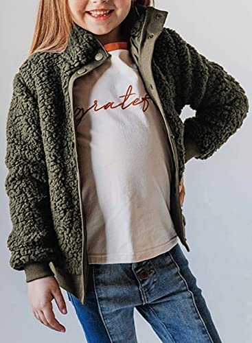 Ecokauer Girls Faux Fur Buttoned Sherpa Fleece Jackets Lightweight Winter Coats Warm Outwear3