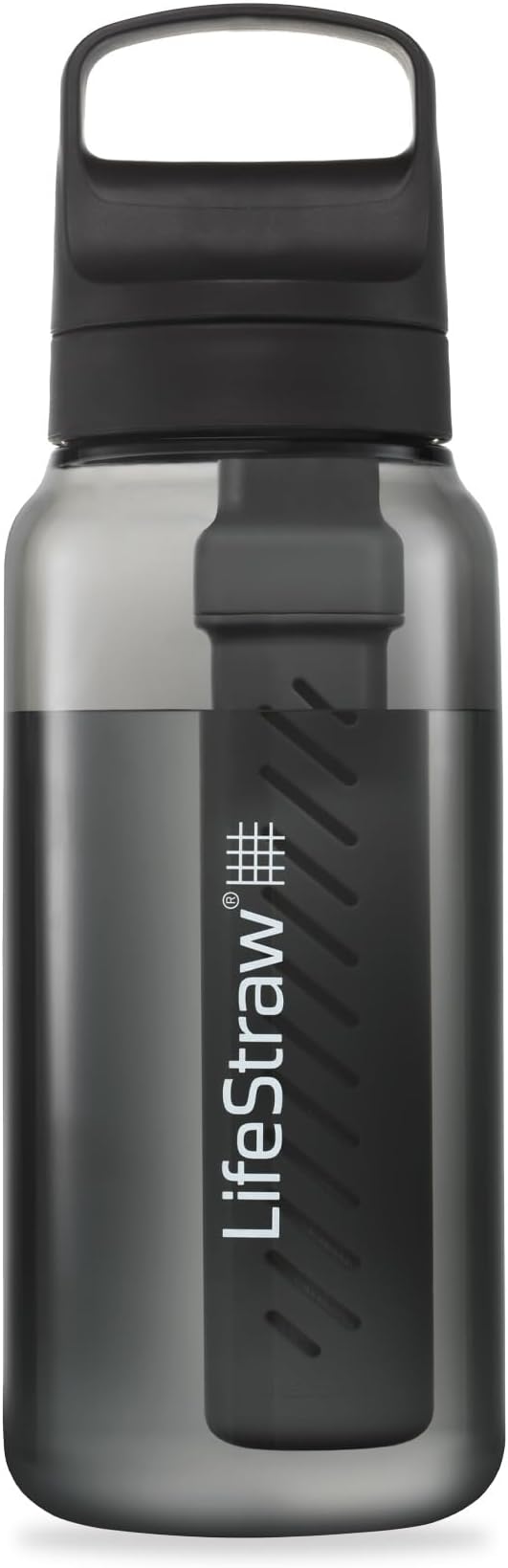 Go Series – BPA-Free Water Filter Bottle for Travel and Everyday Use, Removes Bacteria, Parasites and Microplastics, Improves Taste, 1L Nordic Noir