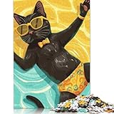Rompecabezas de Papel de 1000 Piezas con diseño de Gato en la Piscina....