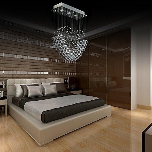 APBEAM Raindrop Crystal Romantic Chandelier, Heart Chandelier Flush Mount Crystal Light Fixture for Dining Room Living Room 20"W x 28"H