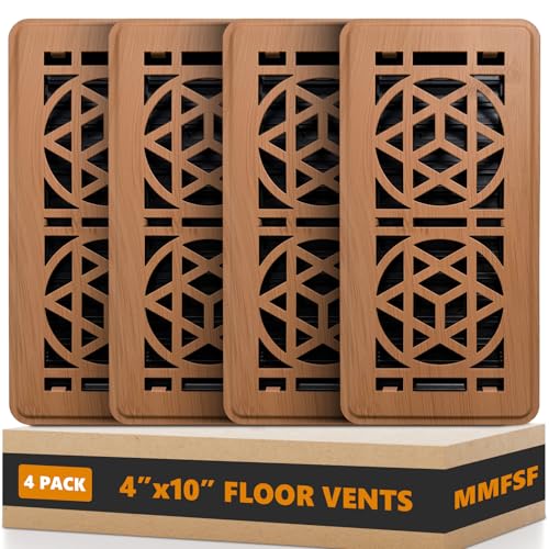 Floor Vent Covers 4 Pack Floor Register 4x10 Heavy Duty Walkable Steel Vent Cover Adjustable Metal Vent Covers for Home Floor Ceiling or Sidewall Vent Rust-Proof FinishNot Made of Wood Material