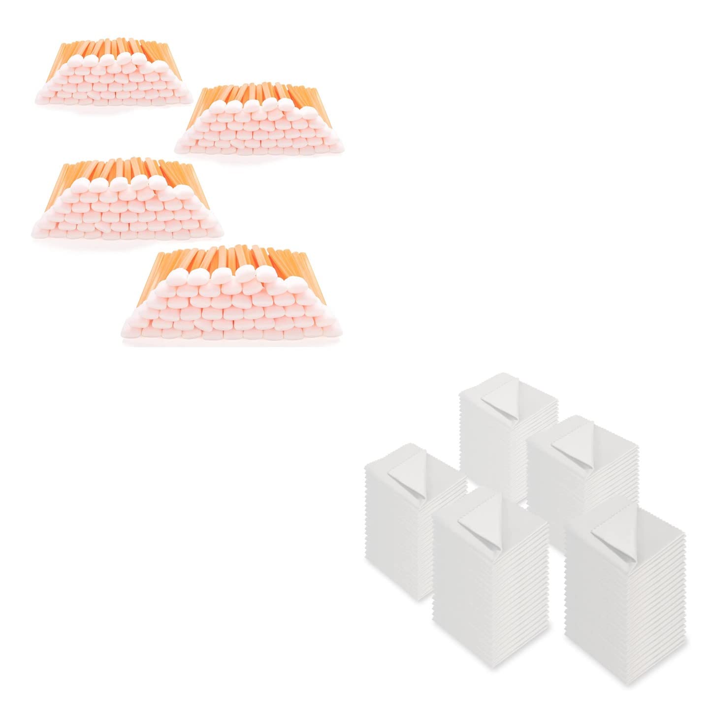 AAwipes Foam Swabs (200 pcs Large Rectangular Foam Tips, 5.25", Orange) Cleanroom Foam Cleaning Swab Sponge Stick for Inkjet Printer, Optical Instruments and Eyeglasses Cloths