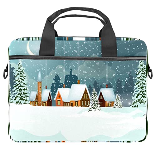 Maletín bandolera para laptop de 13 a 14.5 pulgadas con diseño de paisaje invernal multicolor