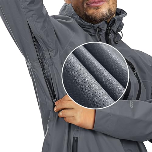 Image of 33,000ft Men's Rain Jacket Waterproof Cycling Running Packable Raincoat with Hood Lightweight Windbreaker with Mesh Lining
