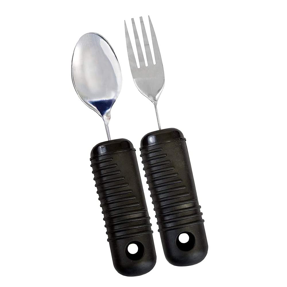 Cubiertos para Necesidades Especiales Vajilla para Ancianos Discapacitados Tenedores Cuchara Antivibración para Pacientes con Enfermedad de Parkinson, Negro