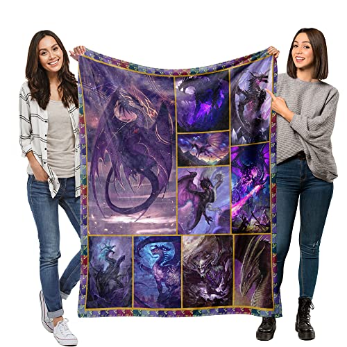 Dragon Blanket Throw Purple Dragon Gift Fuzzy Plush Soft Cozy Warm Gift Blanket For Living Room Couch Chair Bed Sofa Office,60X80 Inches For Adult #TOP26