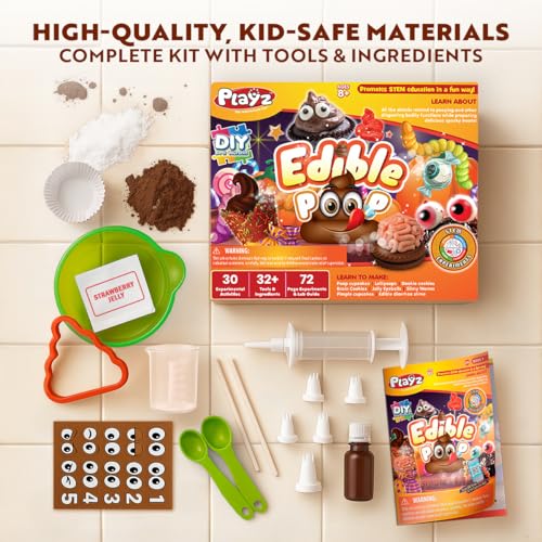 Image of Playz Edible Poo Candy Making Kit for Kids Age 8-12 Years Old with 30+ Fun