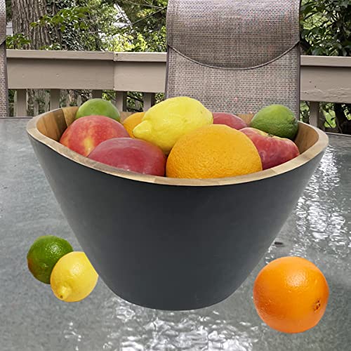 Acacia Wood Salad Serving Bowl 12” With Servers 3 Piece Set By Woodard & Charles #TOP5