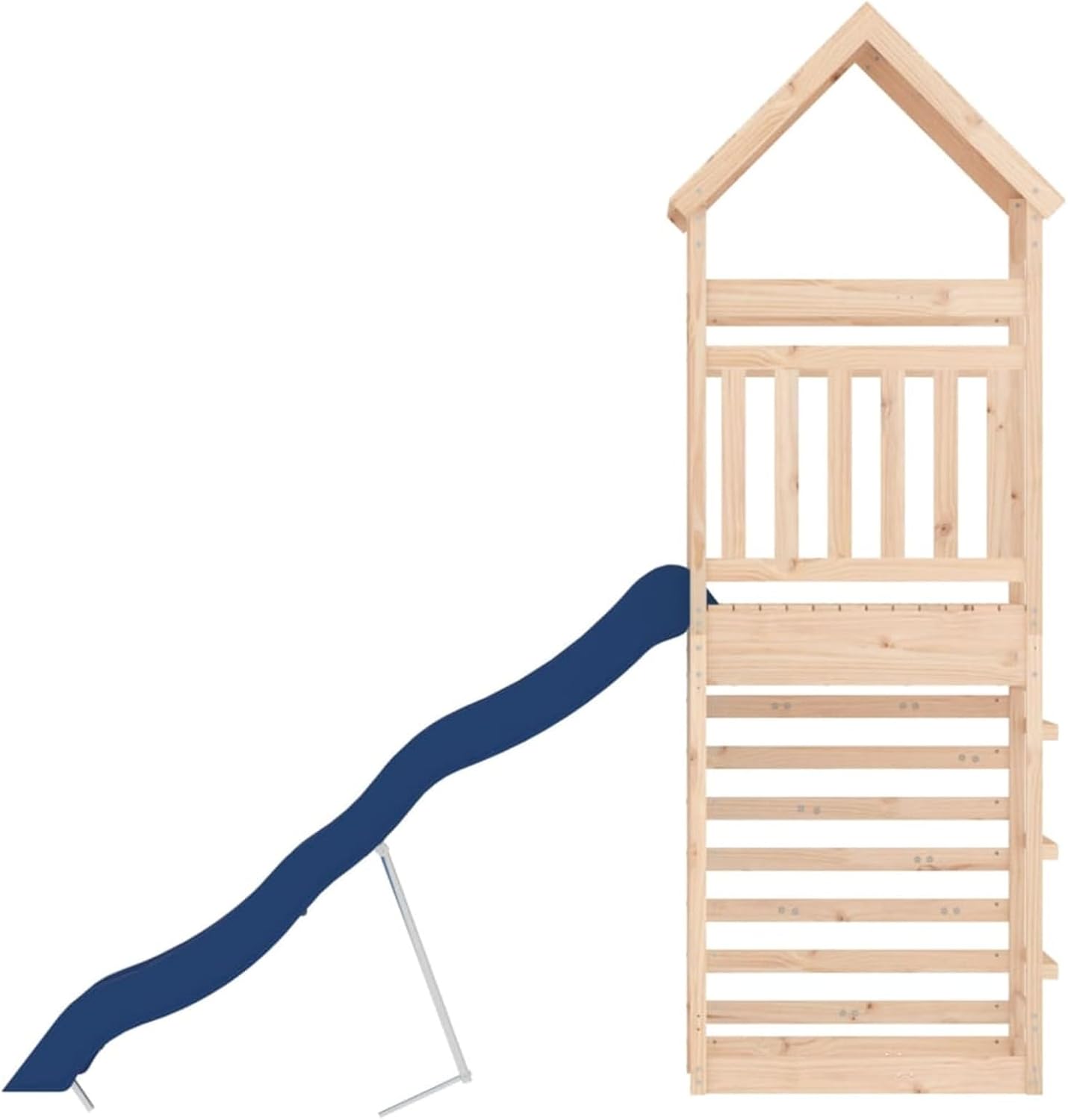 Outdoor Playset, Solid Pine Wood Climber with Wave Slide and Climbing Wall, 110.6 x 103.9 x 21.7 in, for Kids Playground and Backyard