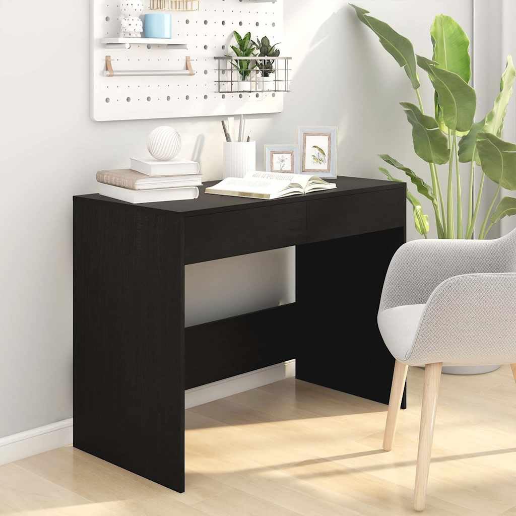 Escritorio negro de aglomerado 101 x 50 x 76,5 cm con 2 cajones