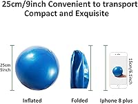 Vista 5 de Mini pelotas de yoga para ejercicios de 9 pulgadas, para estabilidad en el hogar, terapia física, mejora el equilibrio con popote inflable (morado)