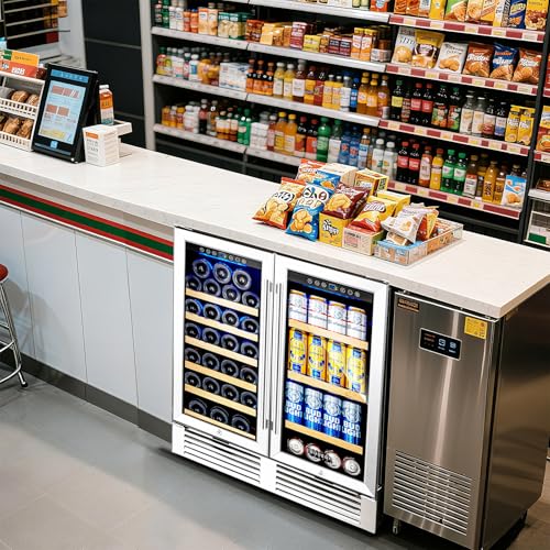 BODEGACOOLER Back Bar Cooler With 2 Glass Doors,30 Inch Wine and Beverage Refrigerator with Digital Touch,Counter Height Commercial Beverage Refrigerator, Beverage Cooler Holds 31 Bottles and 92 Cans. on Fridge.com