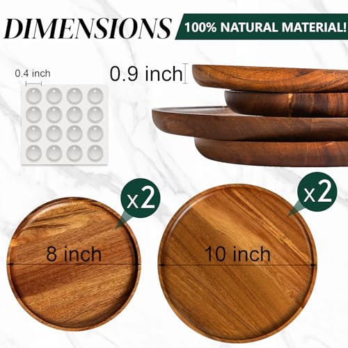 Set de 4 platos redondos de madera de acacia miniatura 2