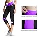 BALEAF Women's Yoga Running Workout Capri Legging Hidden Pocket Non See-Through Fabric Purple Size M