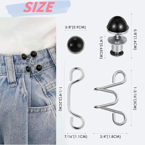 Image of Adjustable Waist Buckle for Loose Jeans Pants Pearl Detachable Instant Button Pins Tightener Fit Skirt Robe Tightening Extender Skirts Jean Teddy Clips