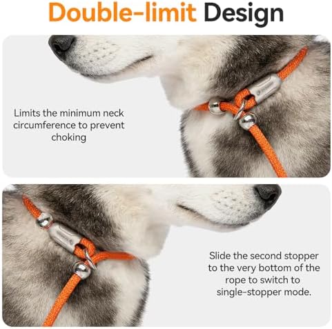 Dog Slip Leash with Double Padded Handles, Dog Training Lead to Stop Pulling,No-Pull Slip Leash and Collar Combo, Anti-Tangle,Traffic Control,Heavy Duty&Durable - 5