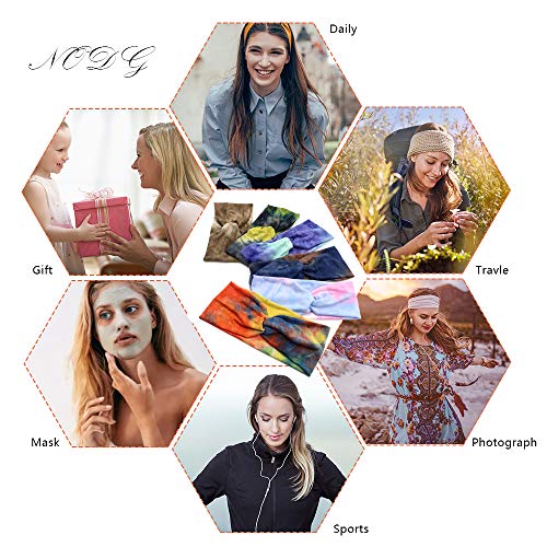 Nodg 6 Pieces Tie Dye Headbands For Women Knot Headbands Turban Headbands For Women Fashion Headbands For Women's Hair Wide Boho Knotted Yoga Headband Head Wrap Criss Cross Hair Band For Women #TOP6