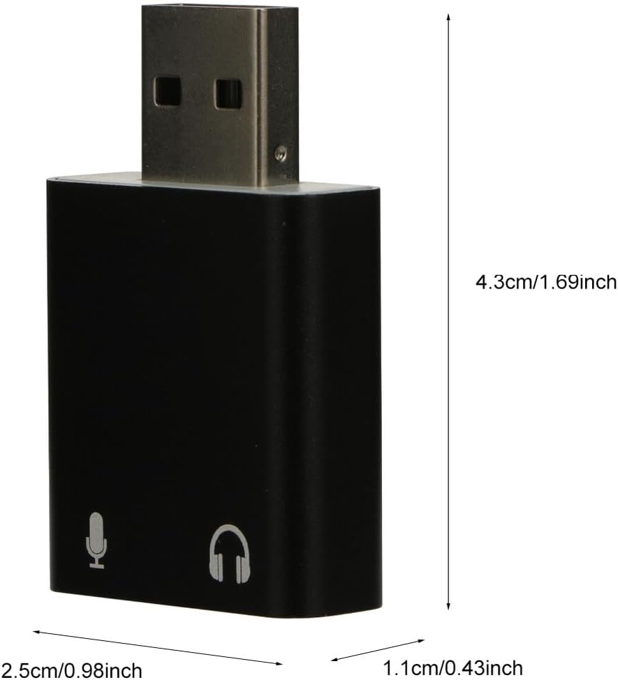 Aluminum USB External Sound Card Adapter Channel Stereo Audio with Headphone and Microphone Jack Plug and Play USB Audio Interface for Laptop