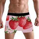 PUXUQU Herren Boxershorts Rot Erdbeere Muster Unterhosen Männer Herrenunterwäsche Unterwäsche
