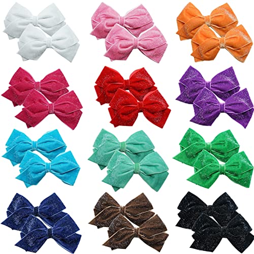 Zoonai 5 Inch Baby Girl Velvet Hair Bows Boutique Hair Clip Teens Toddlers Glitter Sequins Hairpin Headwear - Set Of 2 (Black) #TOP6