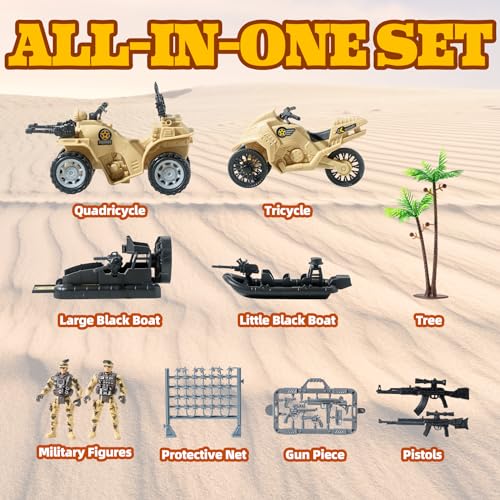 Wbzle M123-3 Army Men Action Figures With Military Vehicles Toys Playset thumb #1