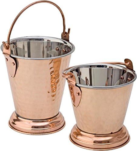 KAPALINI DOUBLE WALLED COPPER / STAINLESS STEEL SERVING BUCKET - BALTI - 4 "