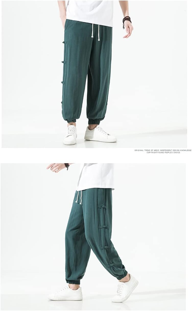 Seidarise Men's Harem Pants Hip hop Joggers Baggy Wide Leg Pants Casual Harem Linen Japanese Yoga