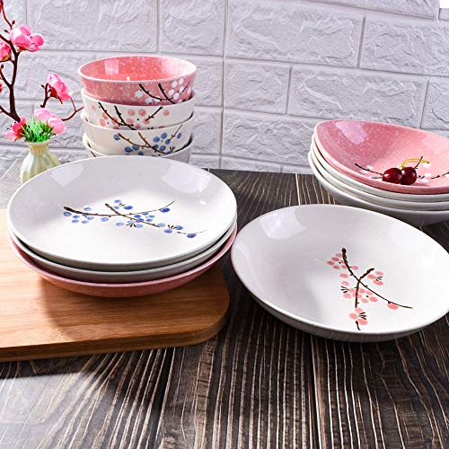 Japanese Ceramic Plates, 8 Inch - Ceramic Dinner Plates Set Of 4, Household Tableware Plates #TOP4