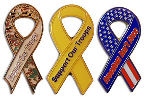3-Piece Support Our Troops Lapel Pins Set