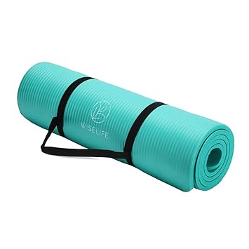 WiseLife 12mm Thick Comfort foam NBR Yoga Mat with Carrying Strap For Men & Women - Blue | Extra Thick & Wide Anti Slip Yoga Exercise Floor Mat for Gym, Workout, Home Fitness, Yoga & Pilates