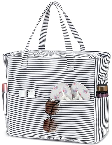 Image of LEDAOU Beach Bag Waterproof Sandproof Women Beach Tote Pool Bag with Zipper for Swim Gym Grocery Travel with Wet Pocket | Sandproof