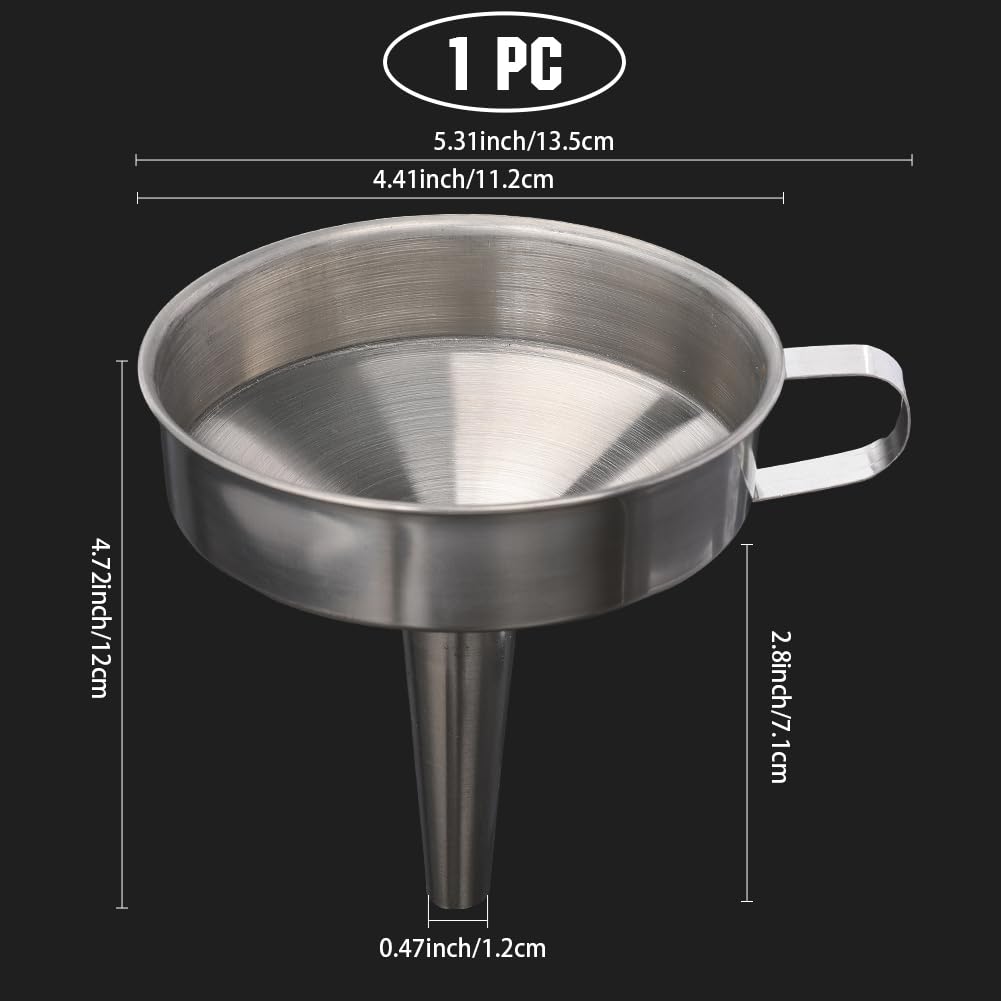 Embudo de Cocina de Acero Inoxidable de 4.4 Pulgada, Embudo de con Anillo de Asa, Accesorios de Cocina para Llenar Botellas, Transferir Líquidos, Ingredientes Secos, Aceite, Leche, Gran
