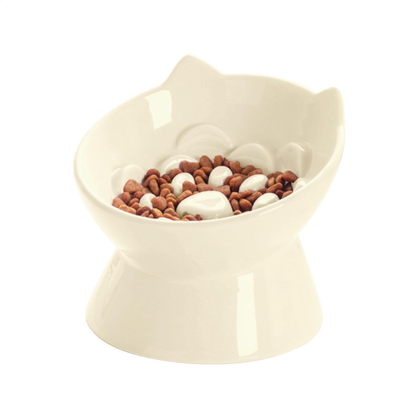 Gamelle Surélevée Pour Chat Distributeur De Nourriture Lente En Céramique | Bol Haut pour Nourriture des Chats Parfait Pour La Maison, La Cuisine, La Salle À Manger, Le Salon Et Le Patio.
