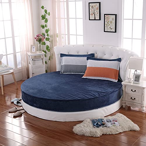 KXCAQ Bed sheet soft Home textiles Velvet Round Bed fitted sheet Round shape coral fleece bed Hotel Round shape Sheet soft Round1.8M Blue